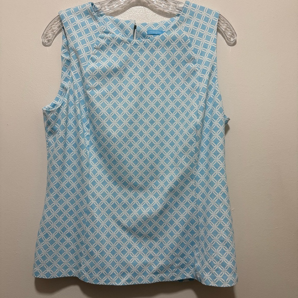 J. McLaughlin Blue and White Sleeveless Tank Top
